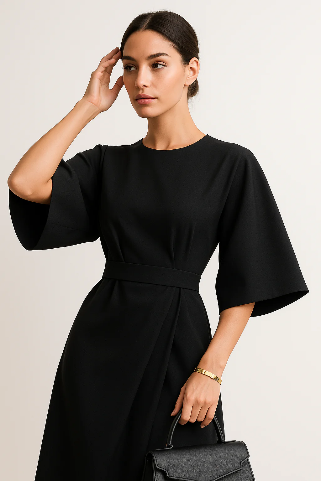 Crew Neck Midi Work Dress - Image 4