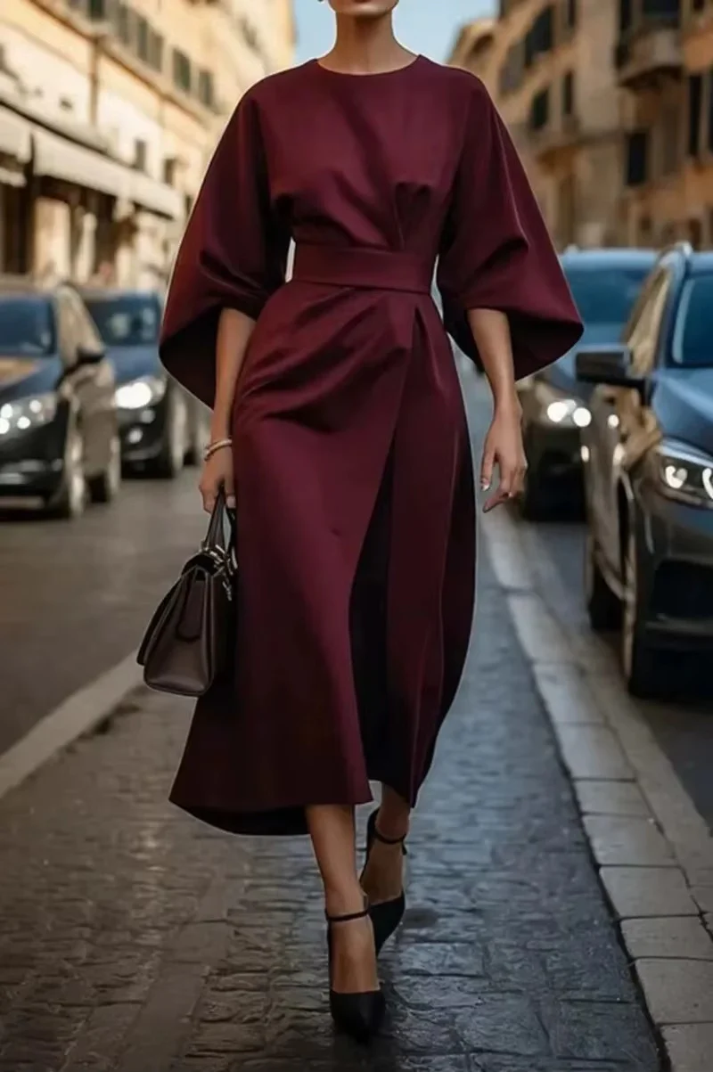 Crew Neck Midi Work Dress - Image 6