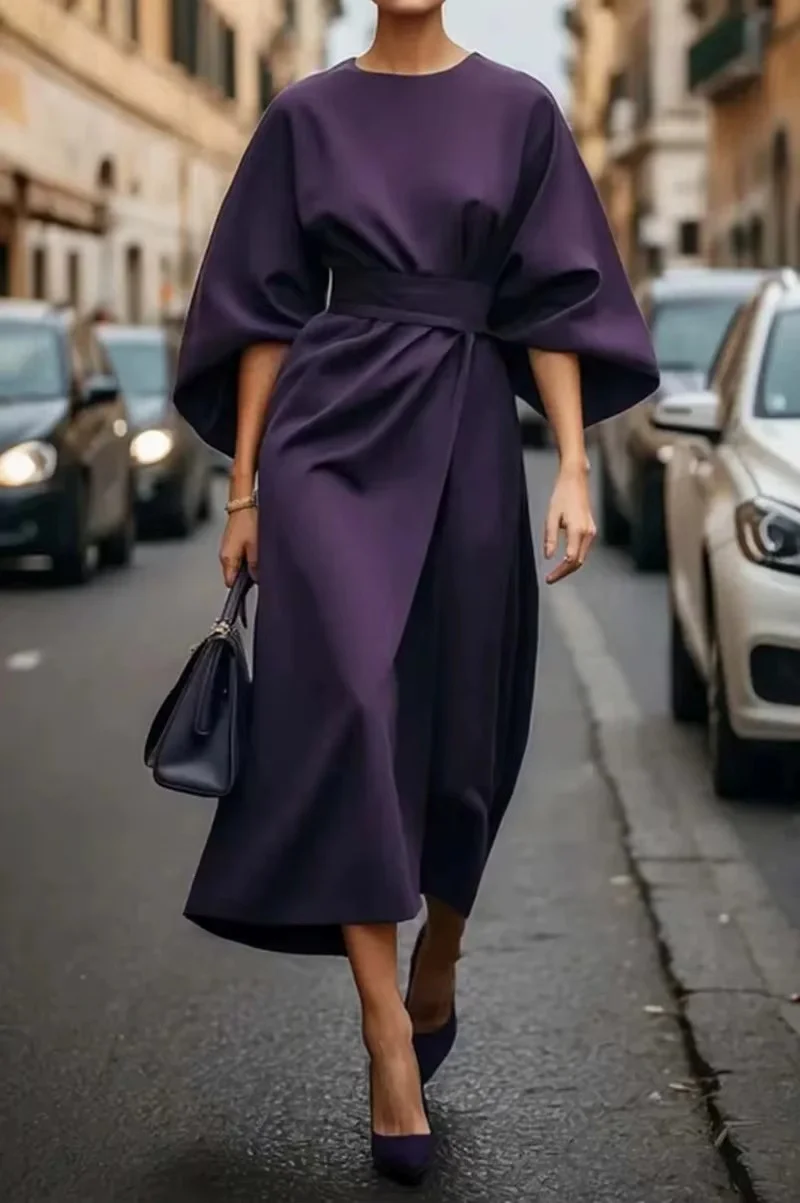 Crew Neck Midi Work Dress - Image 7