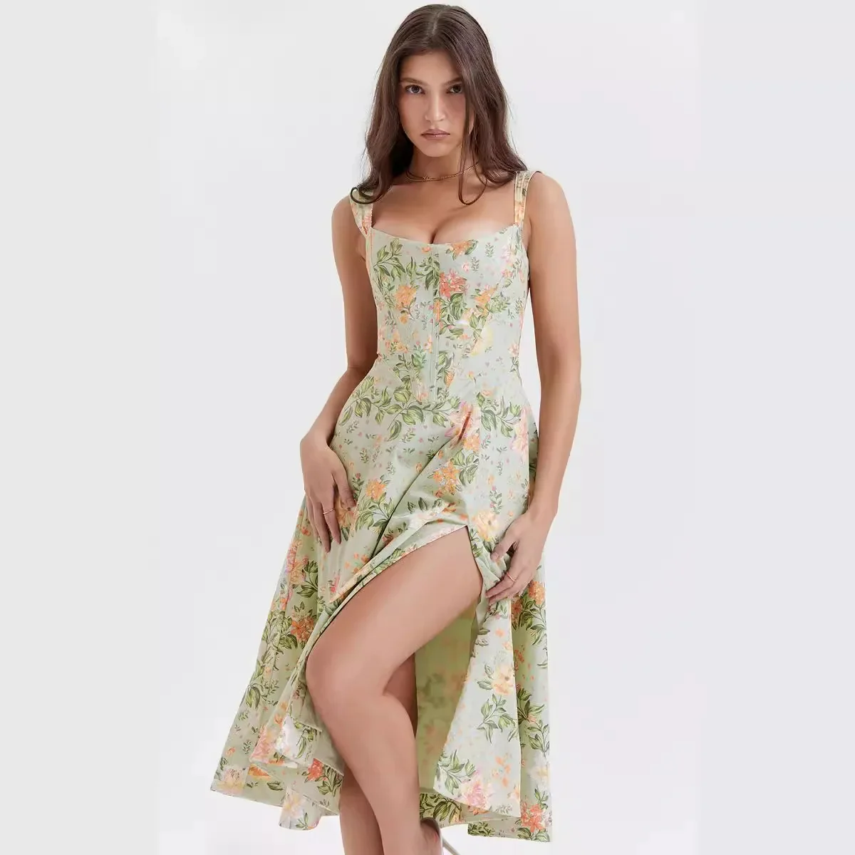 Dahlia Floral Party Midi Dress - Image 3