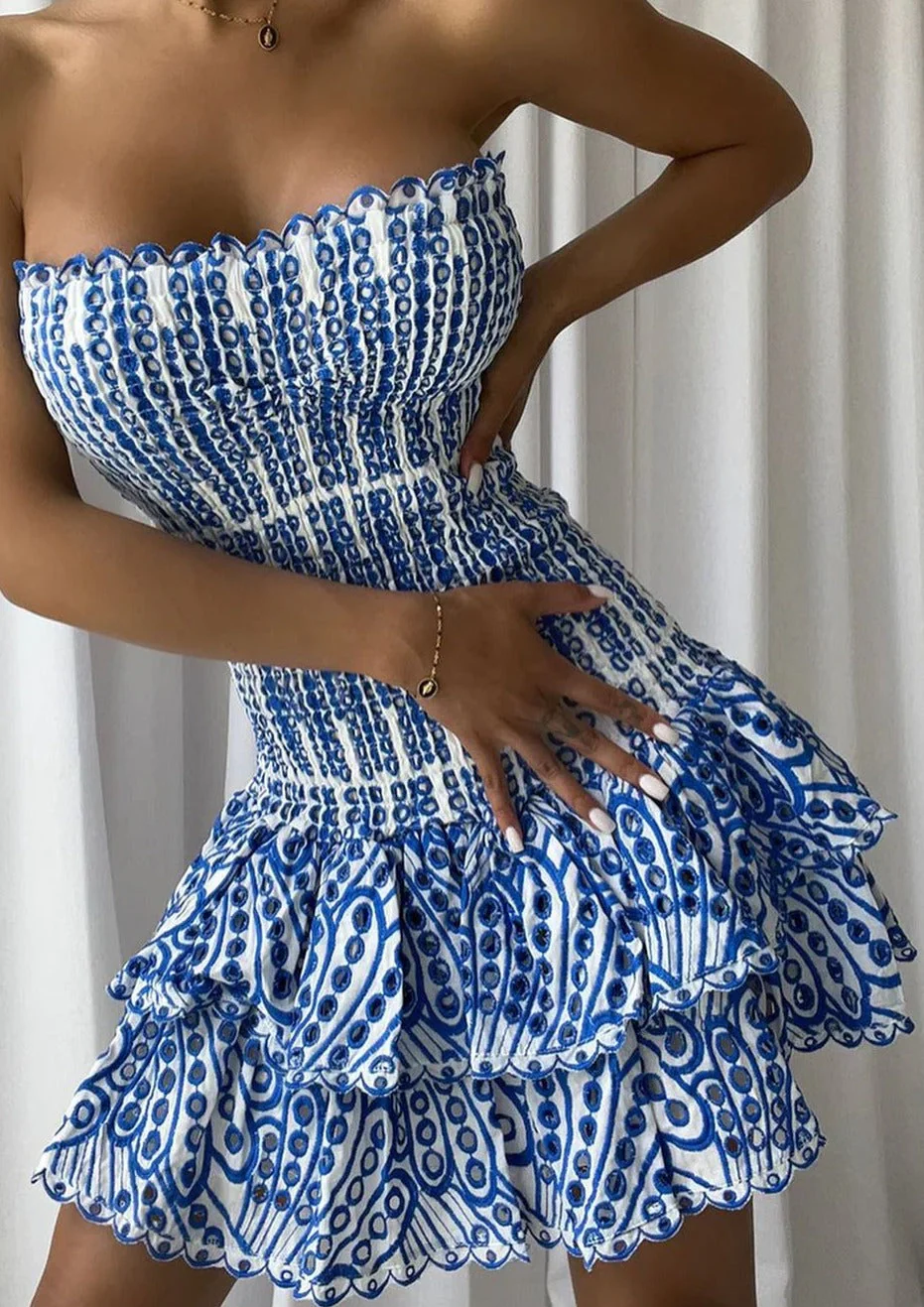 Dolce Amalfi Blue Summer Mini Dress - Image 7