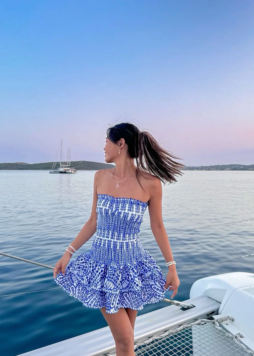 Dolce Amalfi Blue Summer Mini Dress - Image 9
