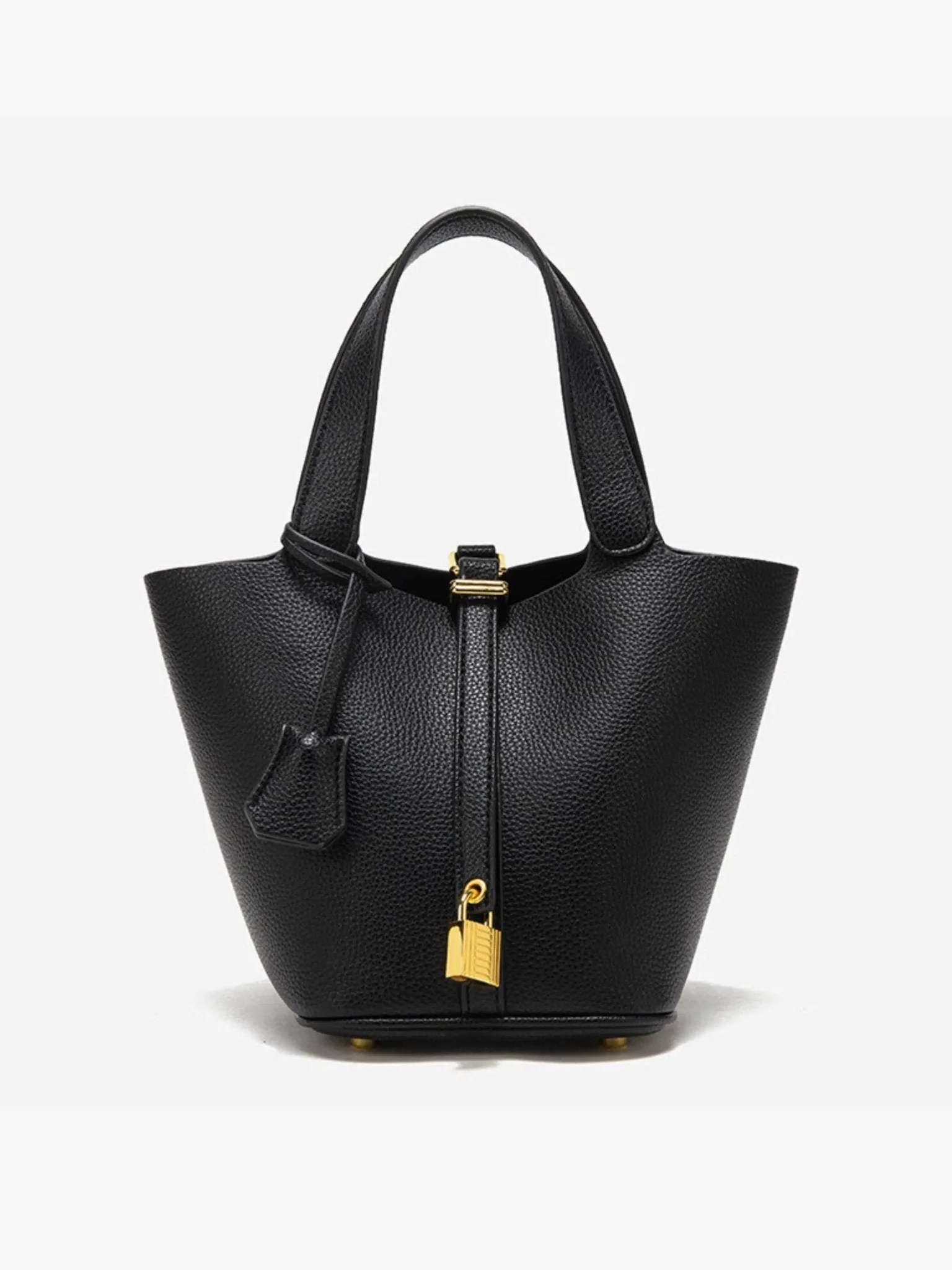 Luxe Taupe Leather Bucket Bag