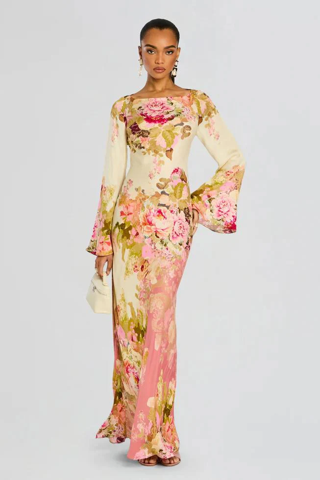 Floral Bell Sleeve Evening Grown - Image 2