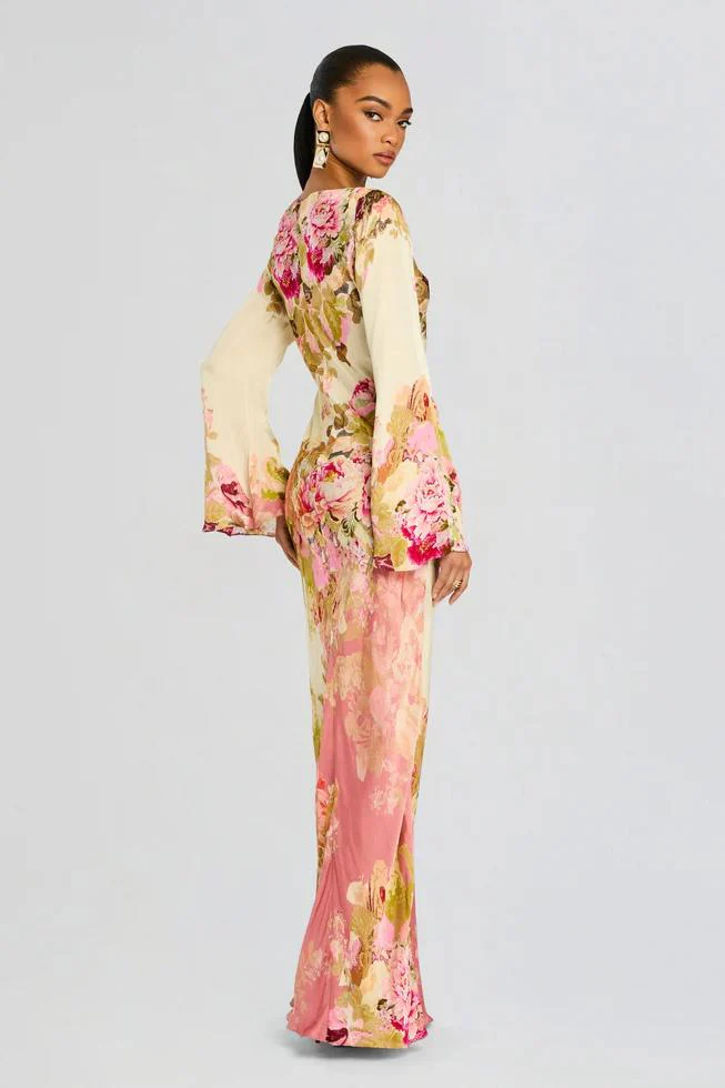 Floral Bell Sleeve Evening Grown - Image 3