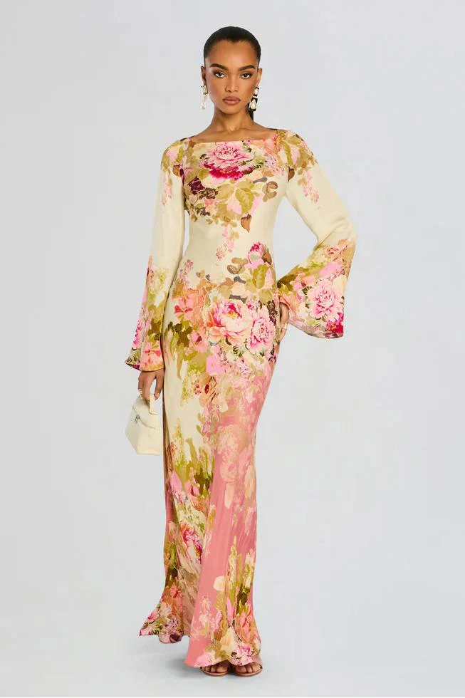 Floral Bell Sleeve Evening Grown - Image 5