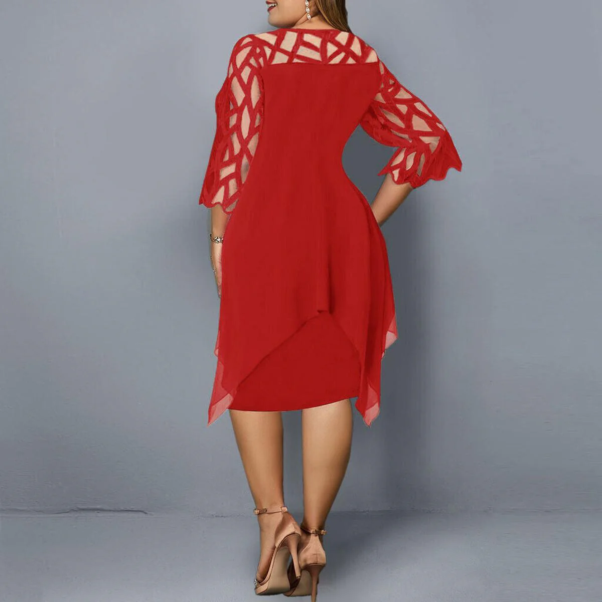 Evening Event Cocktail Plus Size Midi Dress - Image 10