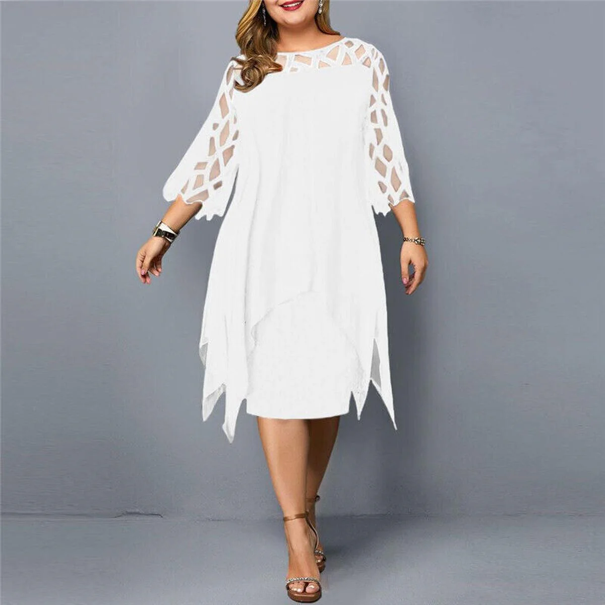 Evening Event Cocktail Plus Size Midi Dress - Image 11