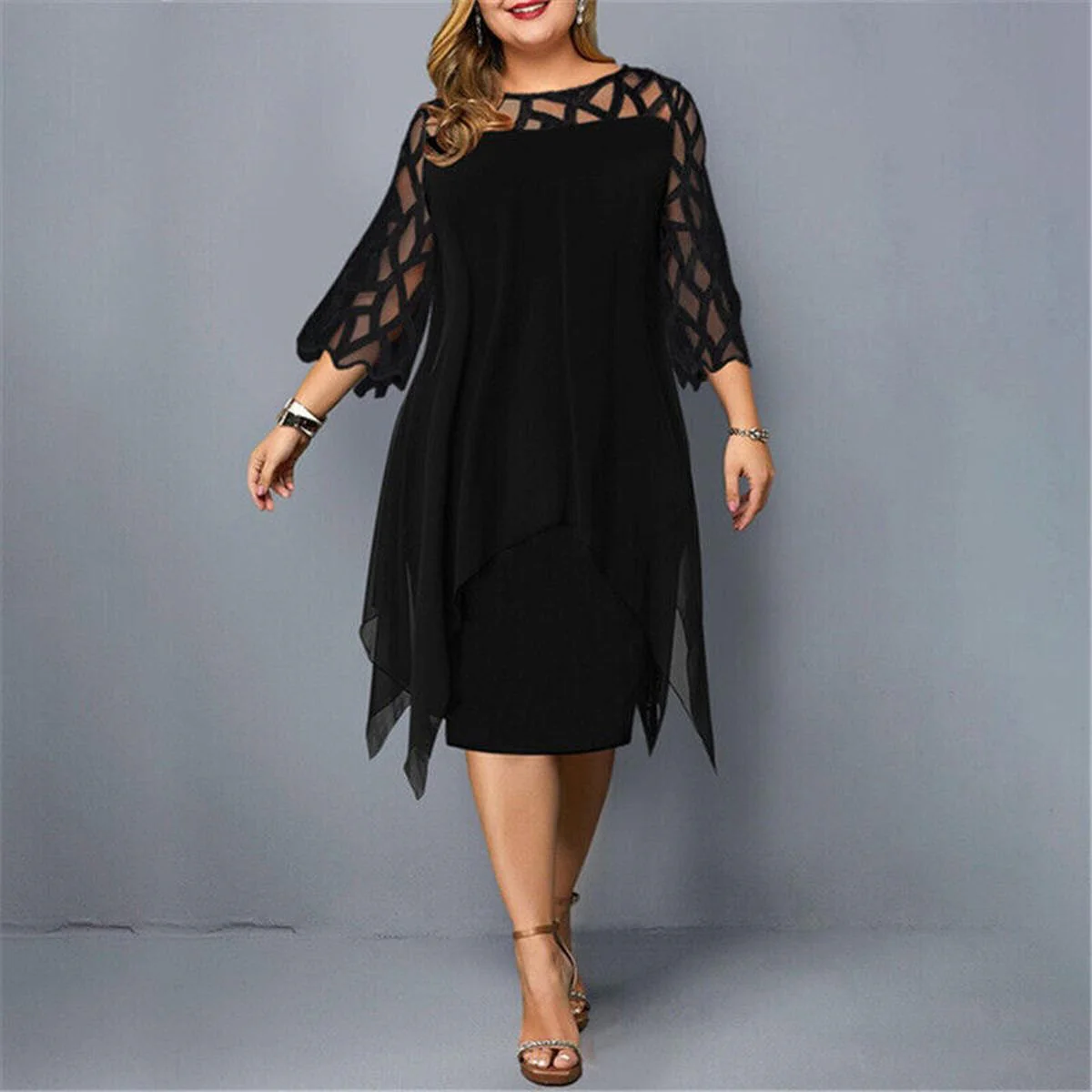 Evening Event Cocktail Plus Size Midi Dress - Image 12