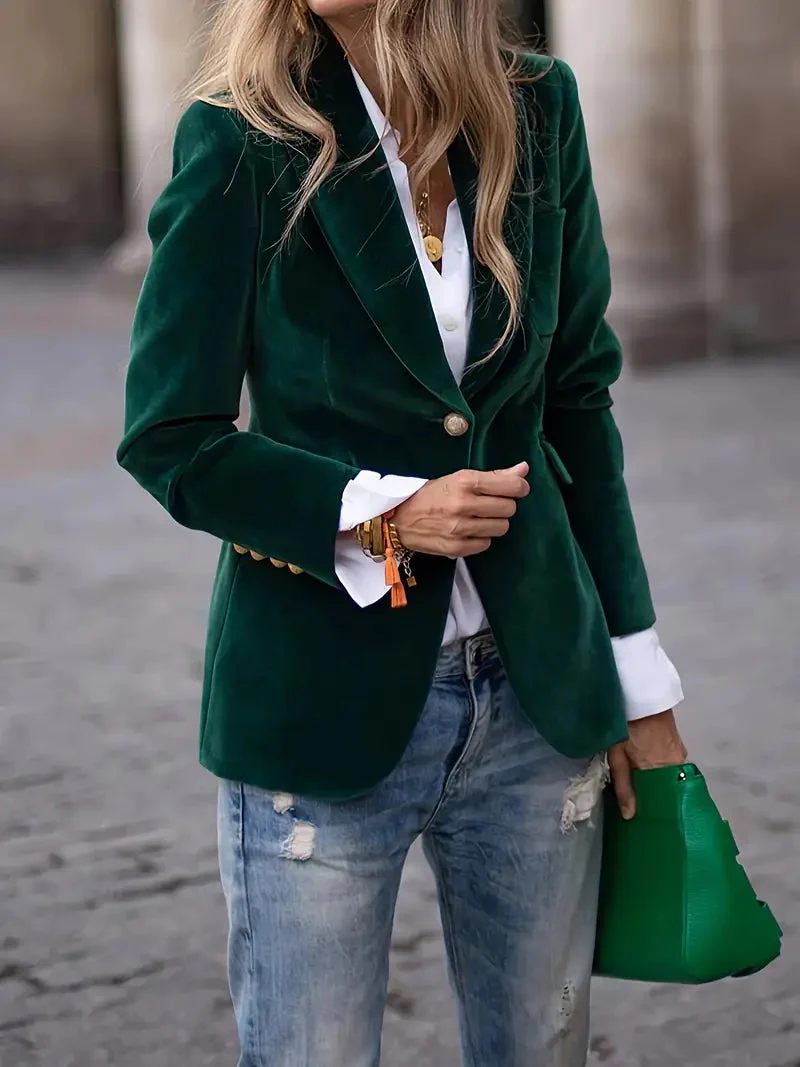 Women's Elegant Velvet Blazer - Image 6