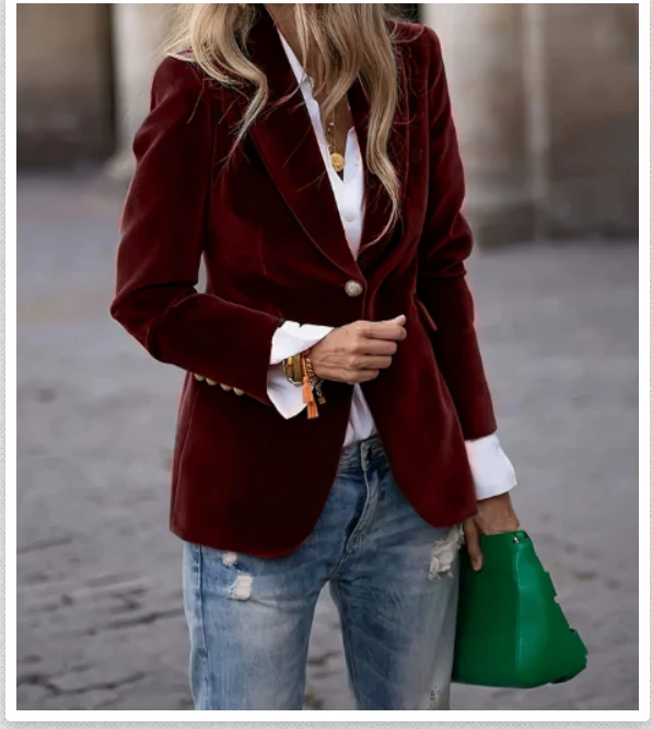 Women's Elegant Velvet Blazer - Image 7