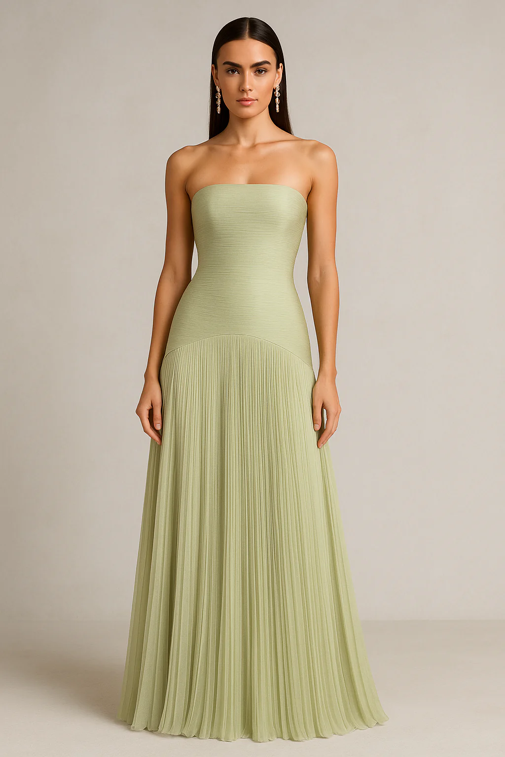 Strapless Pleated Wedding Guest Maxi Dress - Image 5