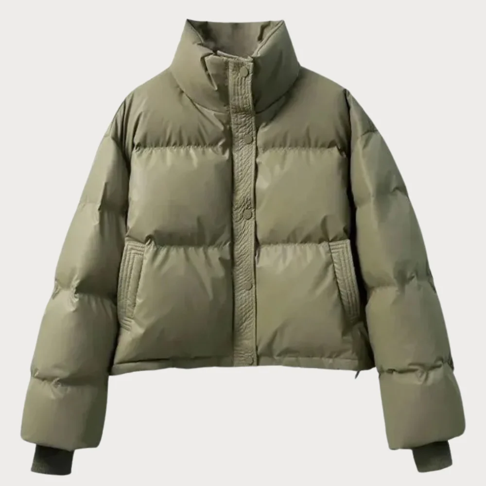 Women's Fashionable puffer jacket with cropped design - Image 3
