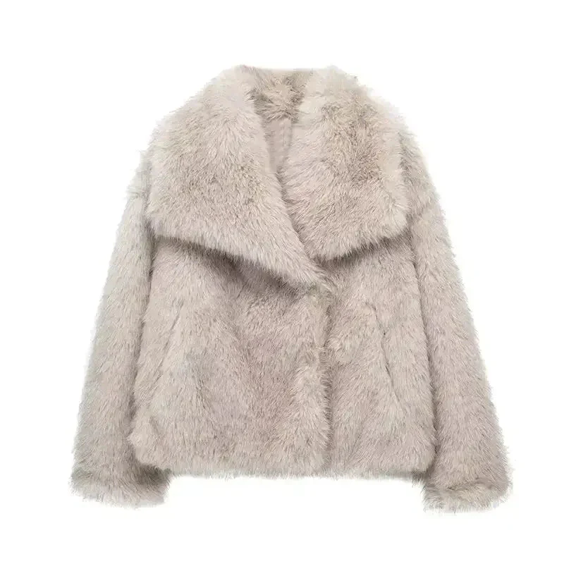 Women's Fluffy Faux Fur Jacket - Image 2