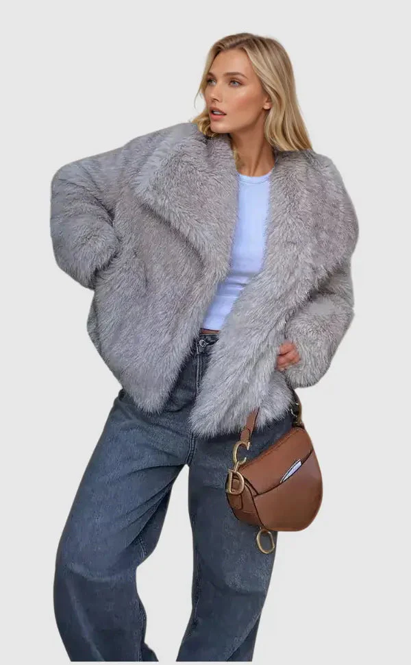 Women's Fluffy Faux Fur Jacket - Image 4