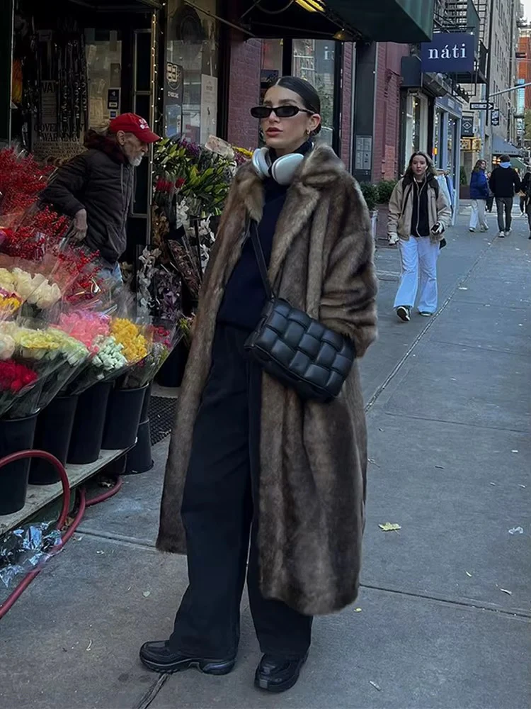 Women's Long Faux Fur Winter Coat - Image 4