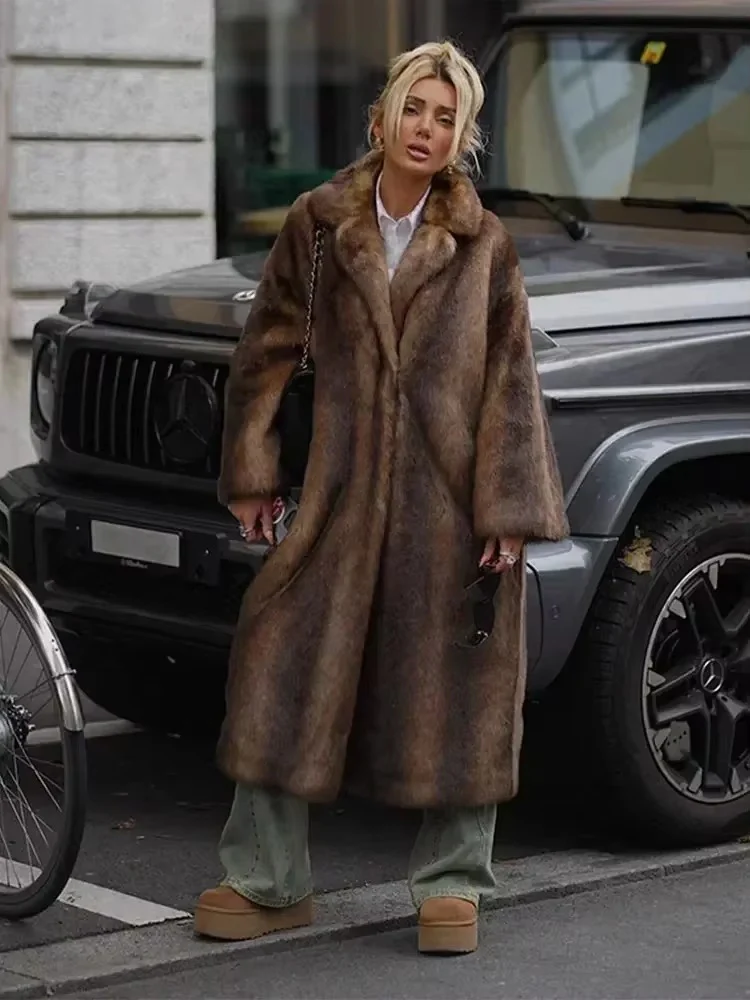 Women's Long Faux Fur Winter Coat - Image 7
