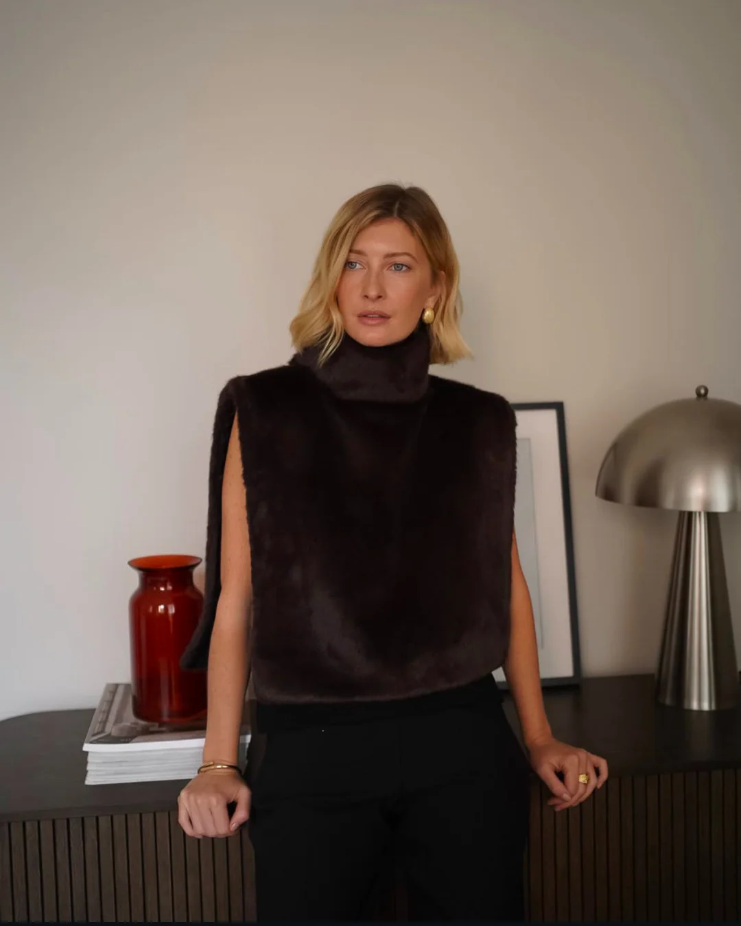 Ferryhill Faux Fur Turtleneck Vest - Image 6