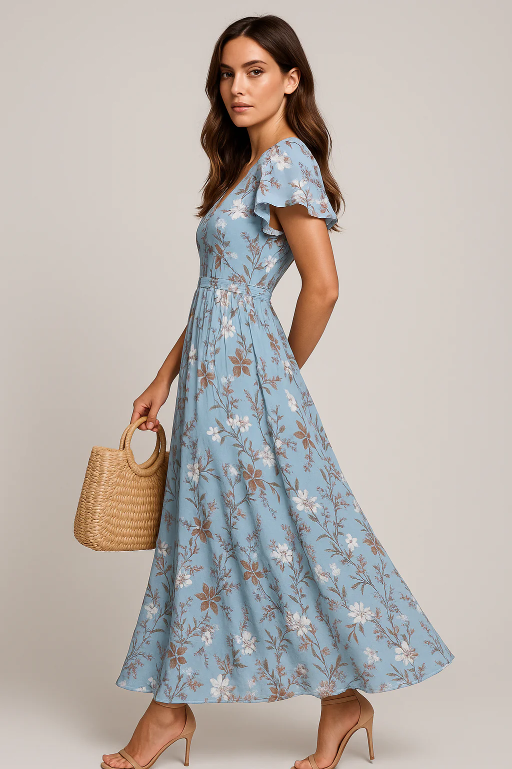 Blue Floral Summer Maxi Dress - Image 2