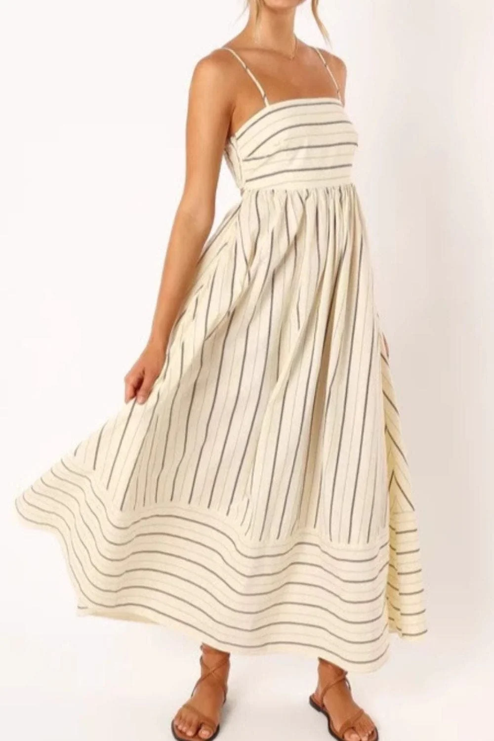 Striped Strappy Summer Beach Maxi Dress - Image 11