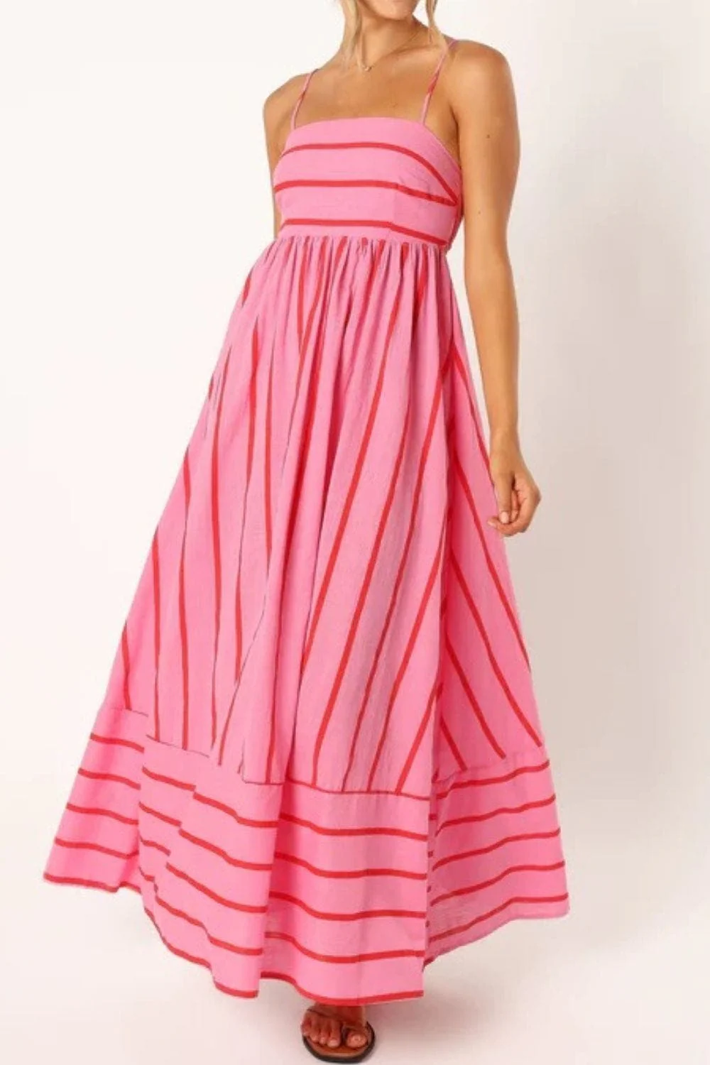 Striped Strappy Summer Beach Maxi Dress - Image 3