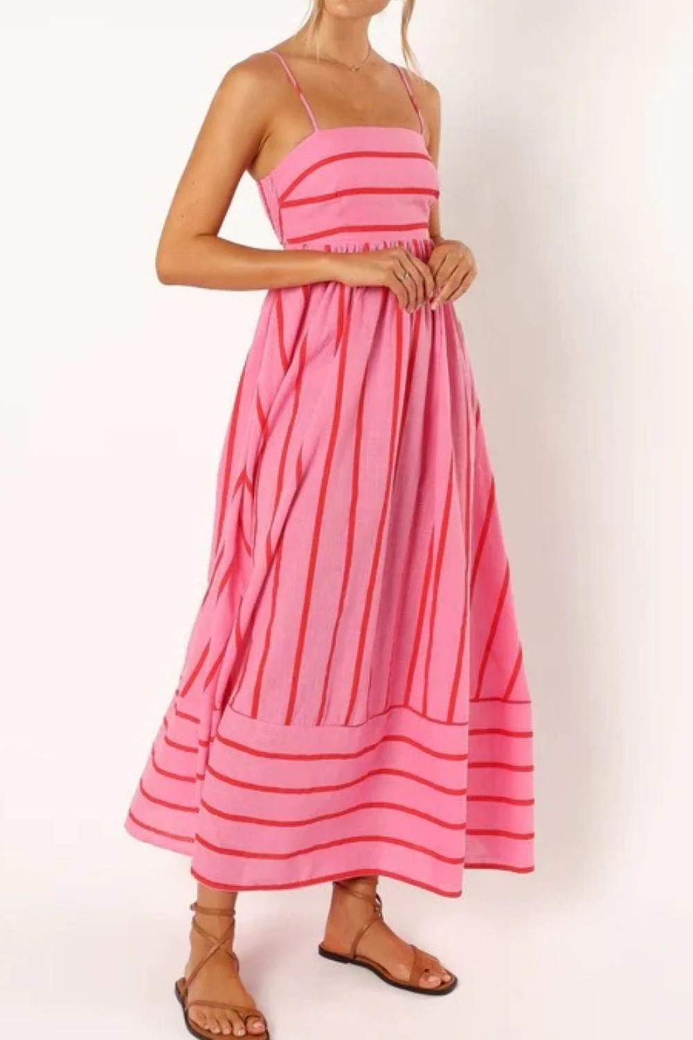 Striped Strappy Summer Beach Maxi Dress - Image 4