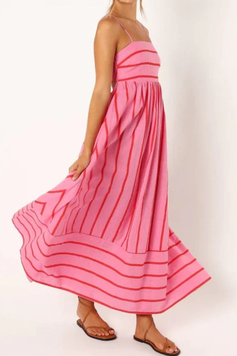 Striped Strappy Summer Beach Maxi Dress - Image 7