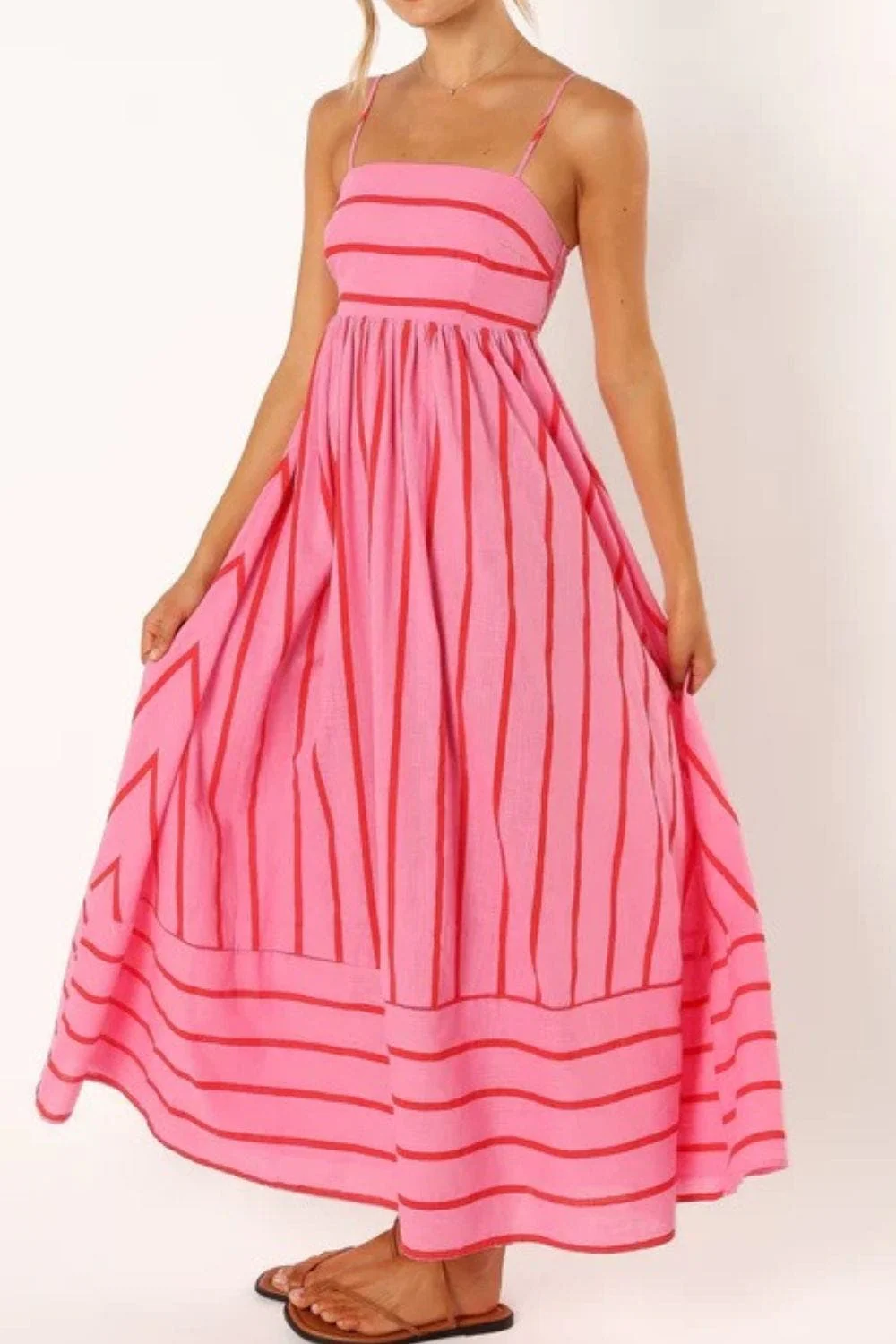 Striped Strappy Summer Beach Maxi Dress - Image 8