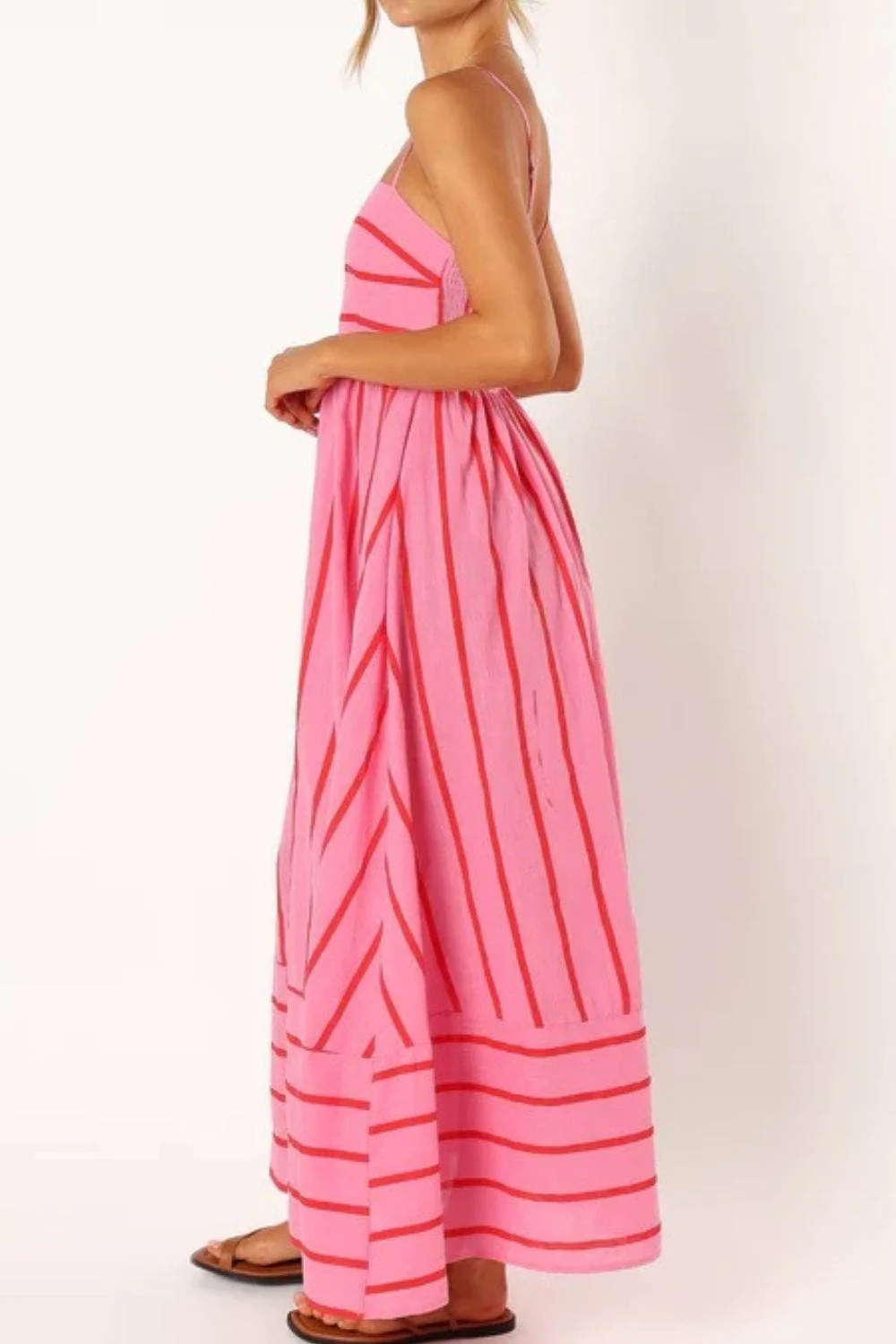 Striped Strappy Summer Beach Maxi Dress - Image 9