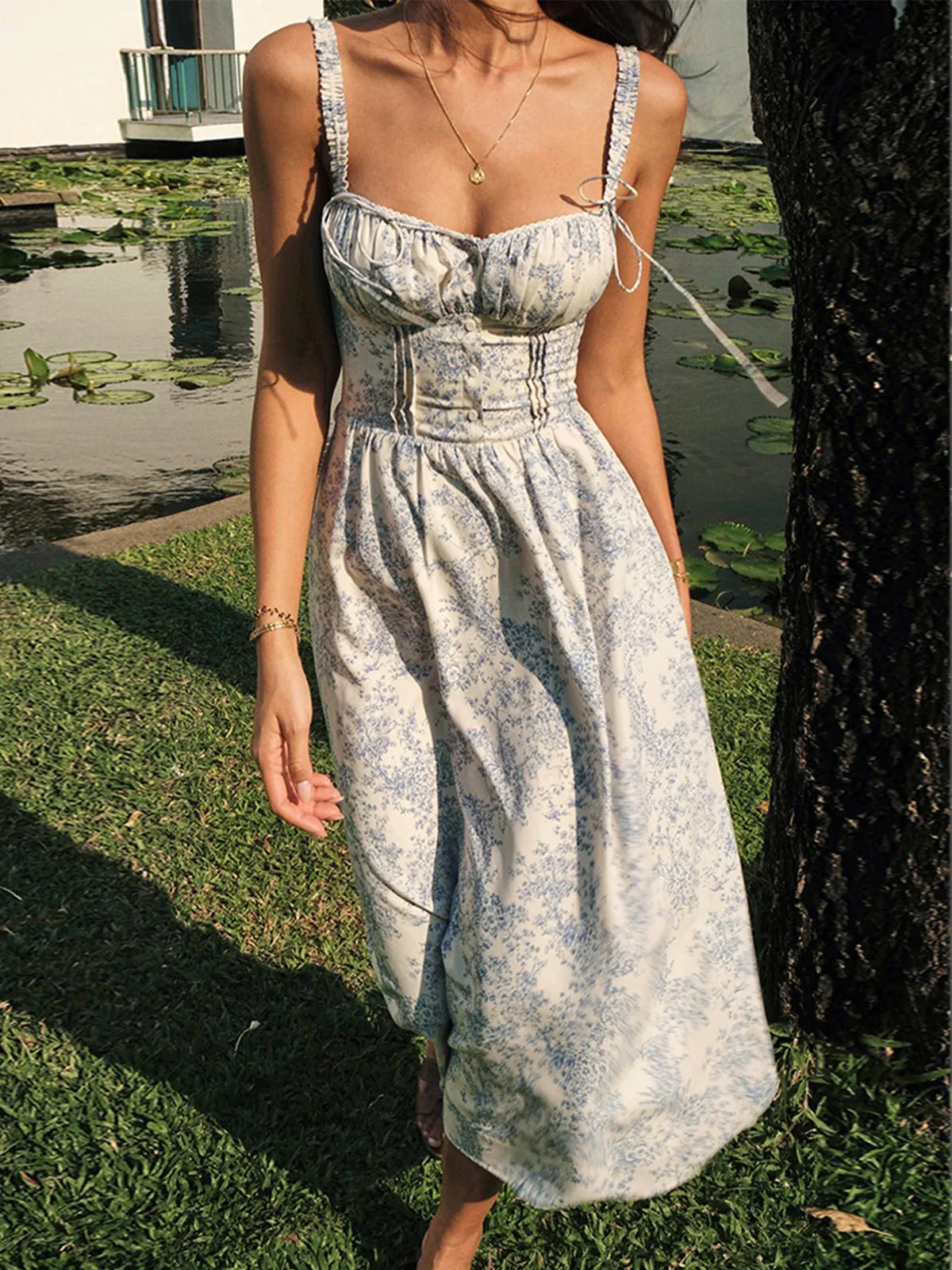 Summer Floral Cocktail Midi Dress - Image 5