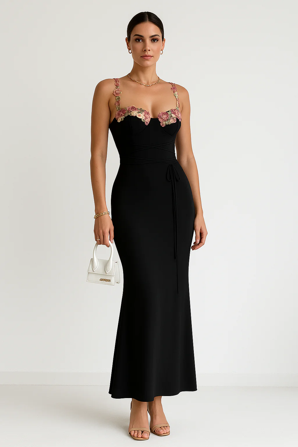 Flower Embroided Summer Night Maxi Dress - Image 4