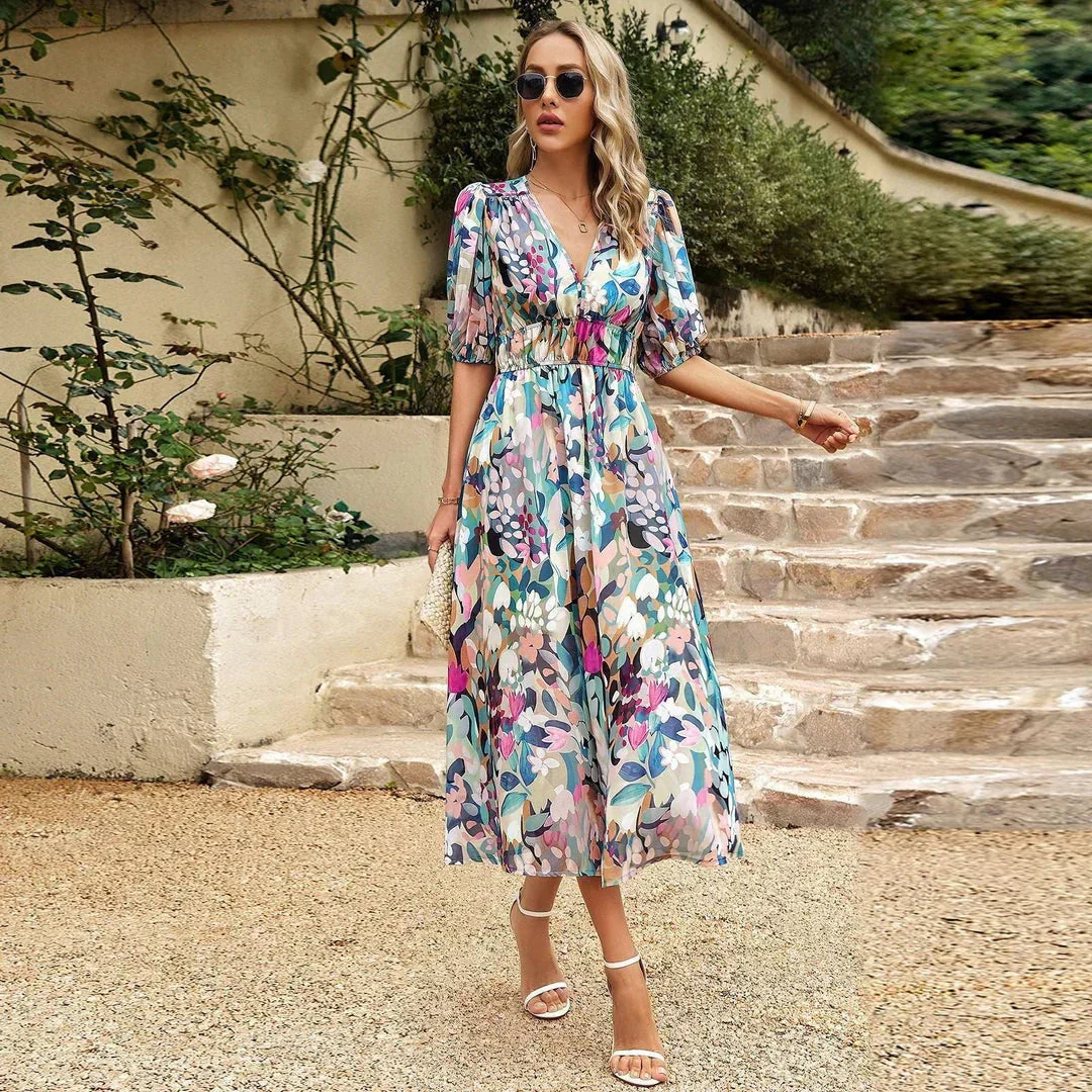 Flowing Summer midi dress with floral print - Image 5