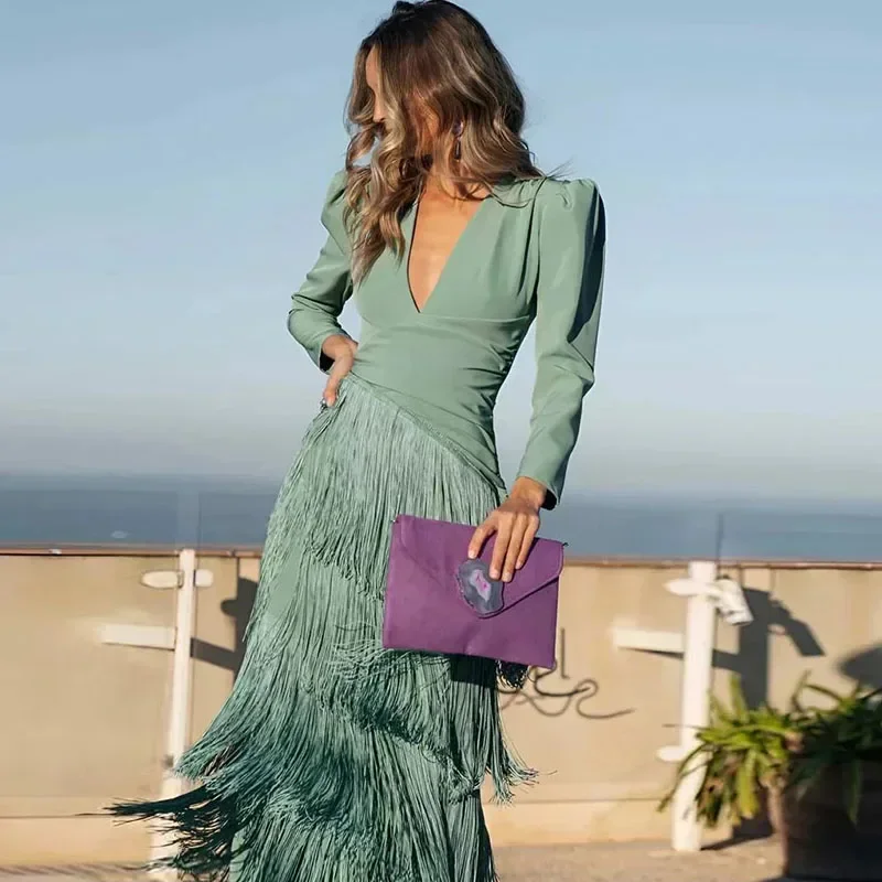 Fringe Detail Maxi Dress – Elegant Statement Occasion Dress for Women - Image 7