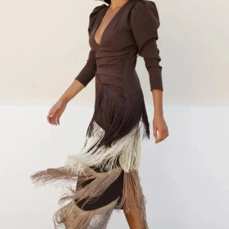 Fringe Detail Maxi Dress – Elegant Statement Occasion Dress for Women - Image 9