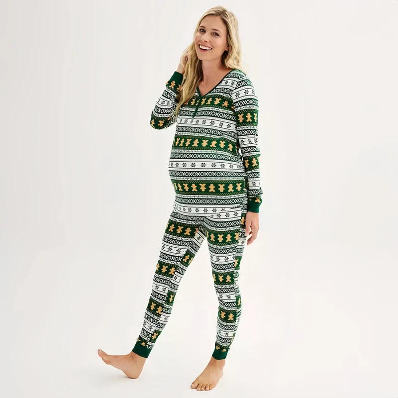 Matching Green Family Gingerbread Christmas Pyjamas Set - Image 4