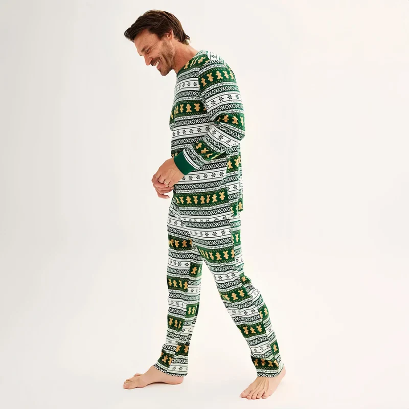 Matching Green Family Gingerbread Christmas Pyjamas Set - Image 5