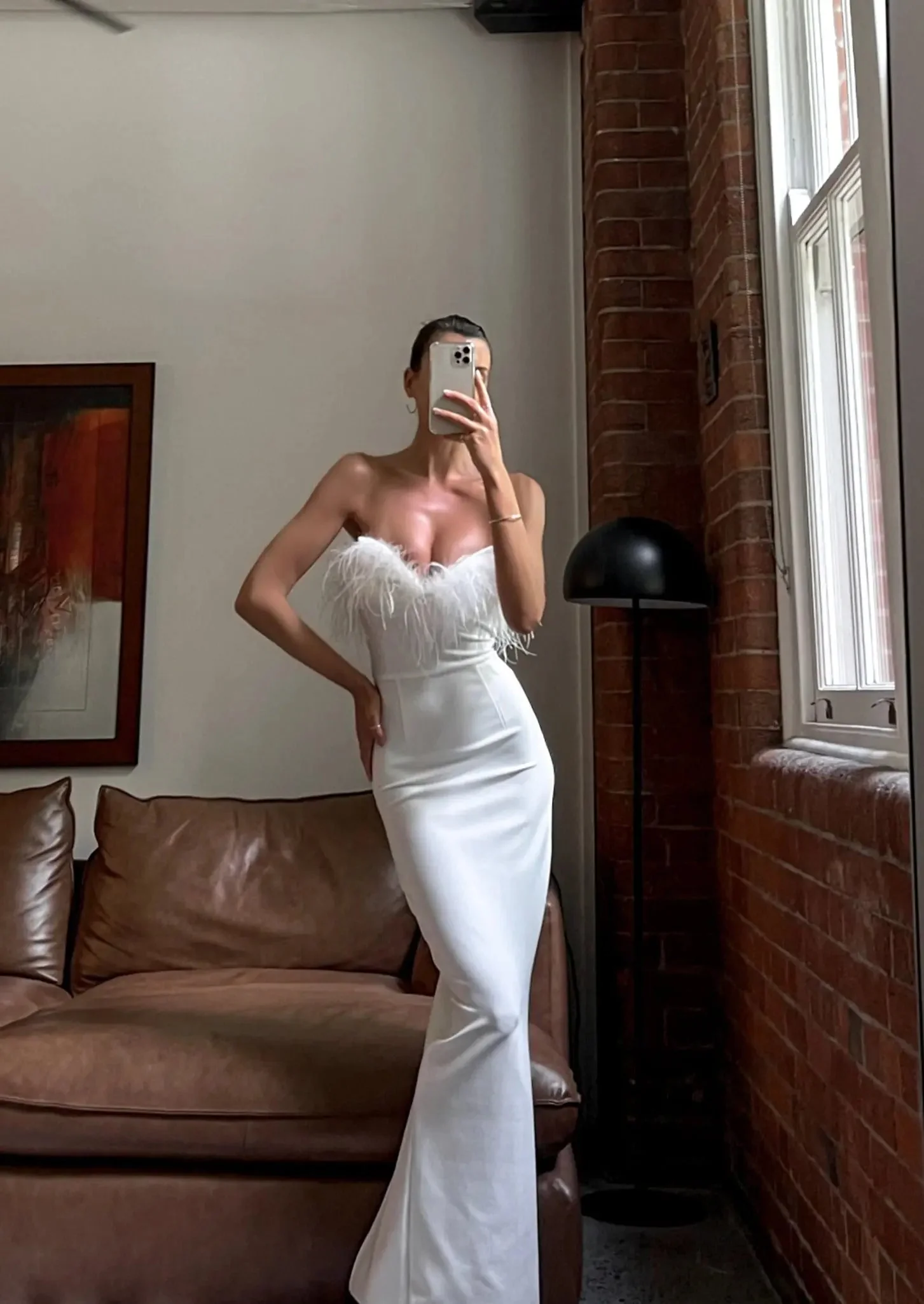 White Evening Wedding guest Maxi dress - Image 2