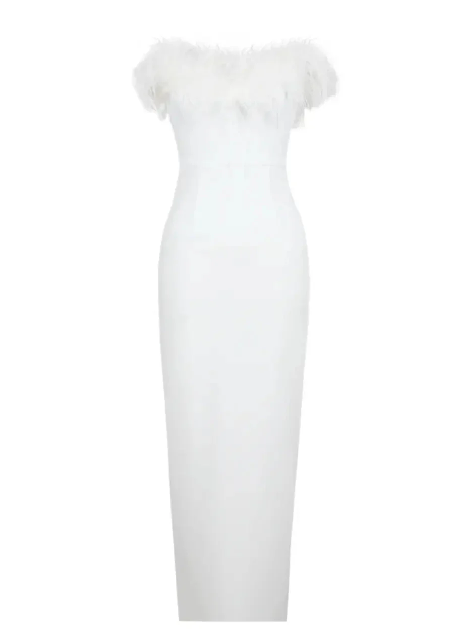 White Evening Wedding guest Maxi dress - Image 3