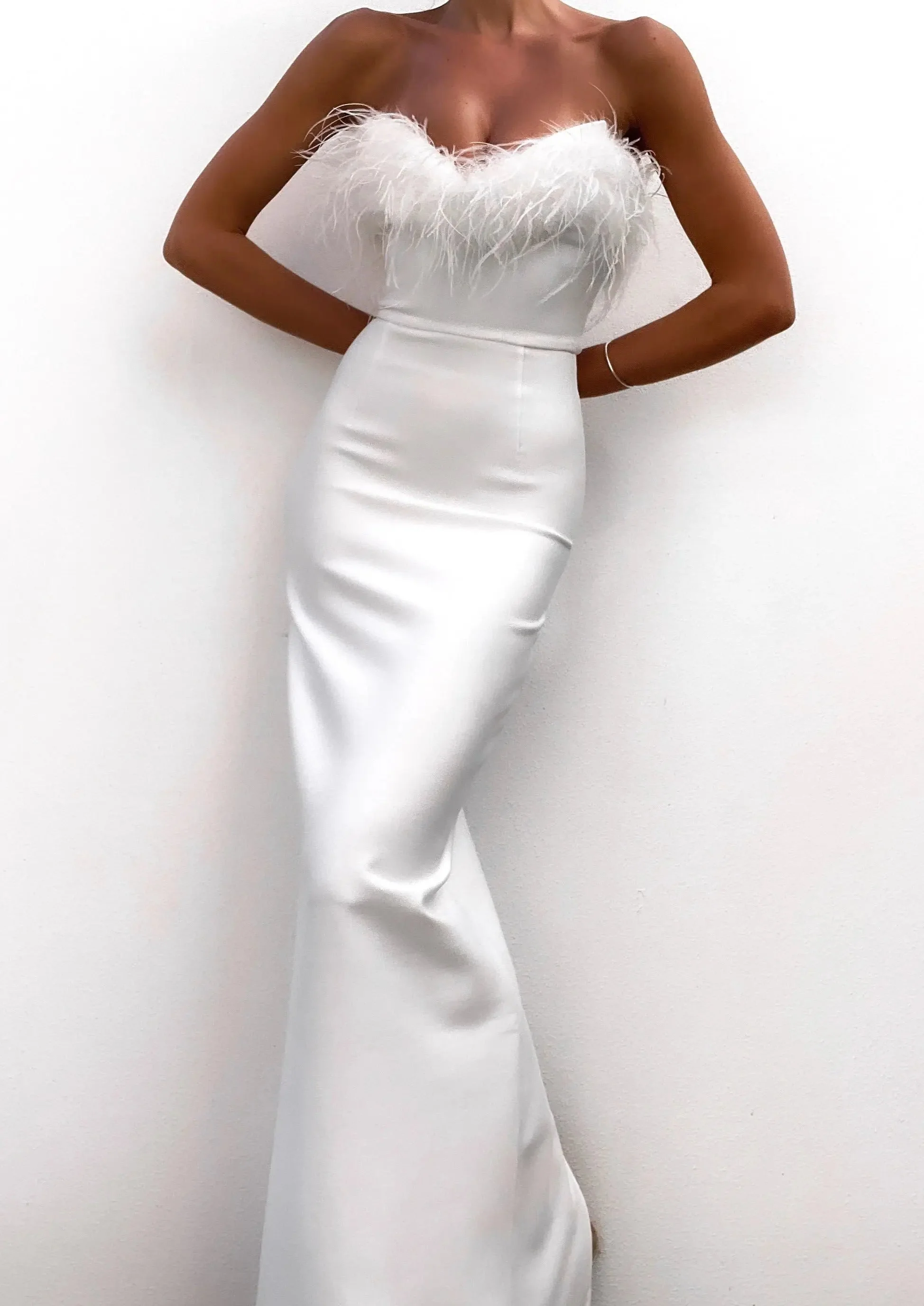 White Evening Wedding guest Maxi dress - Image 4