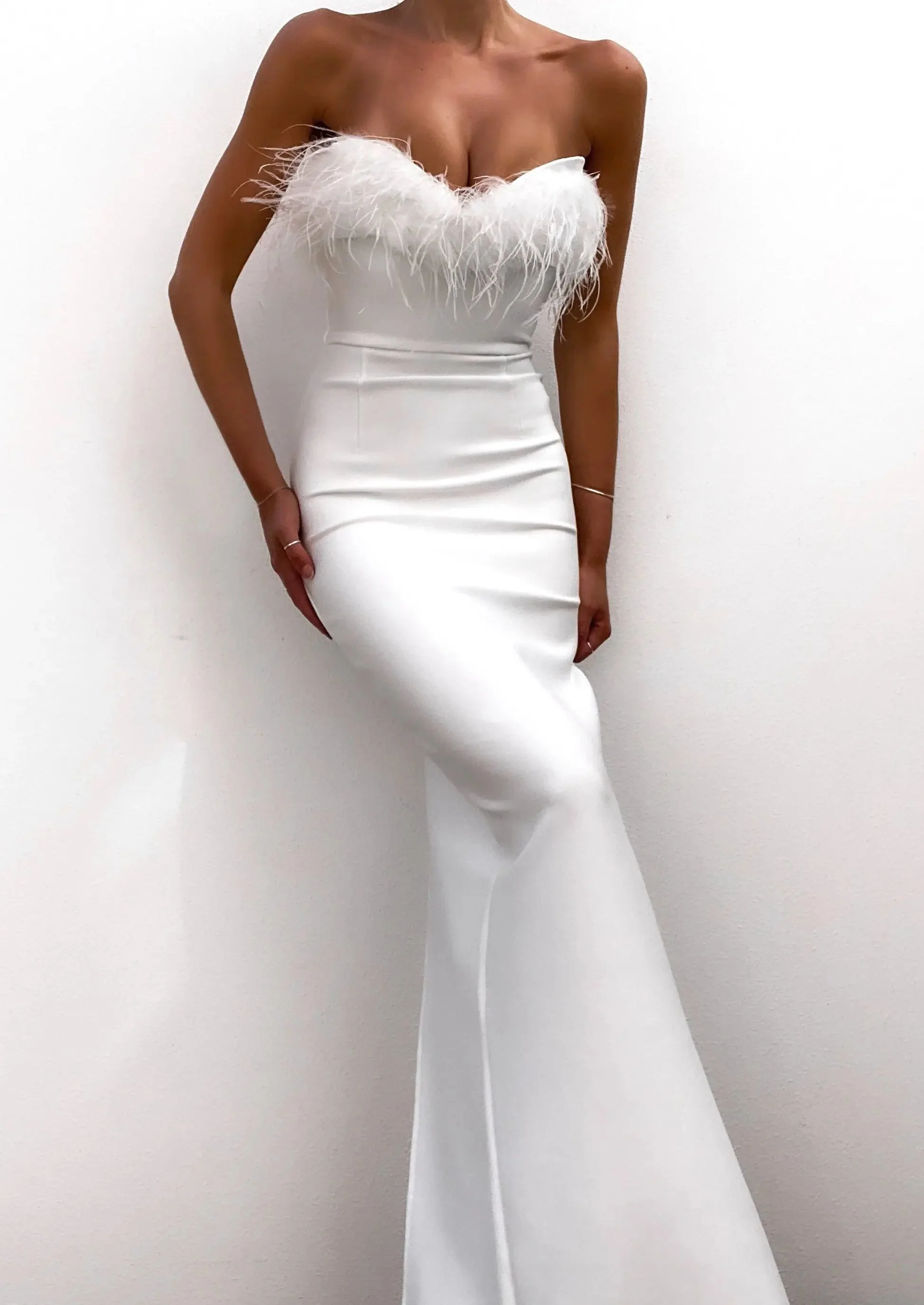White Evening Wedding guest Maxi dress - Image 6