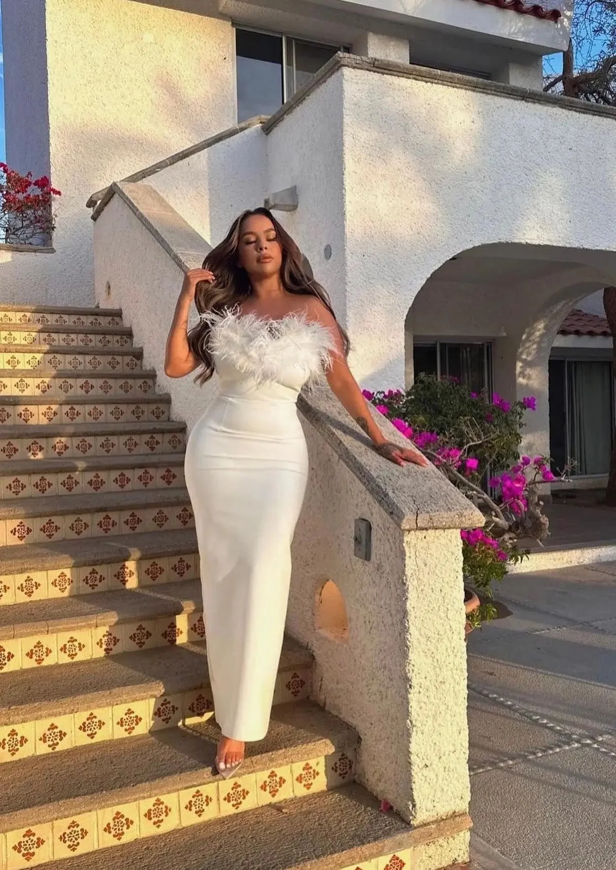 White Evening Wedding guest Maxi dress - Image 8