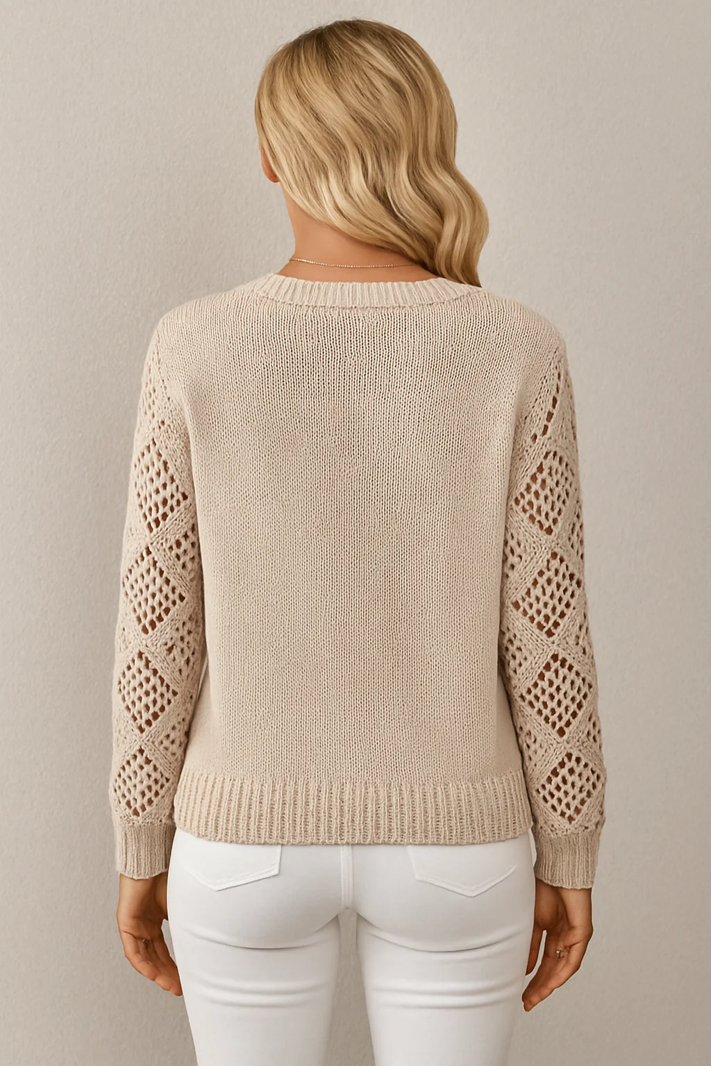 Crochet Sleeve Knit Sweater - Image 2