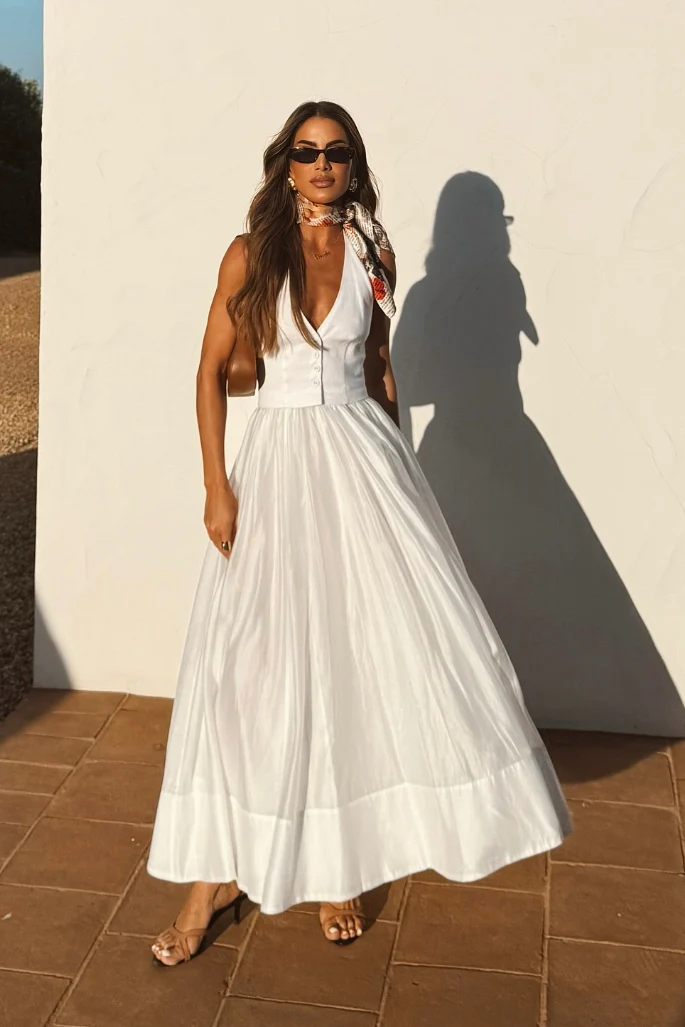 Elegant White Summer Party Dress - Image 2