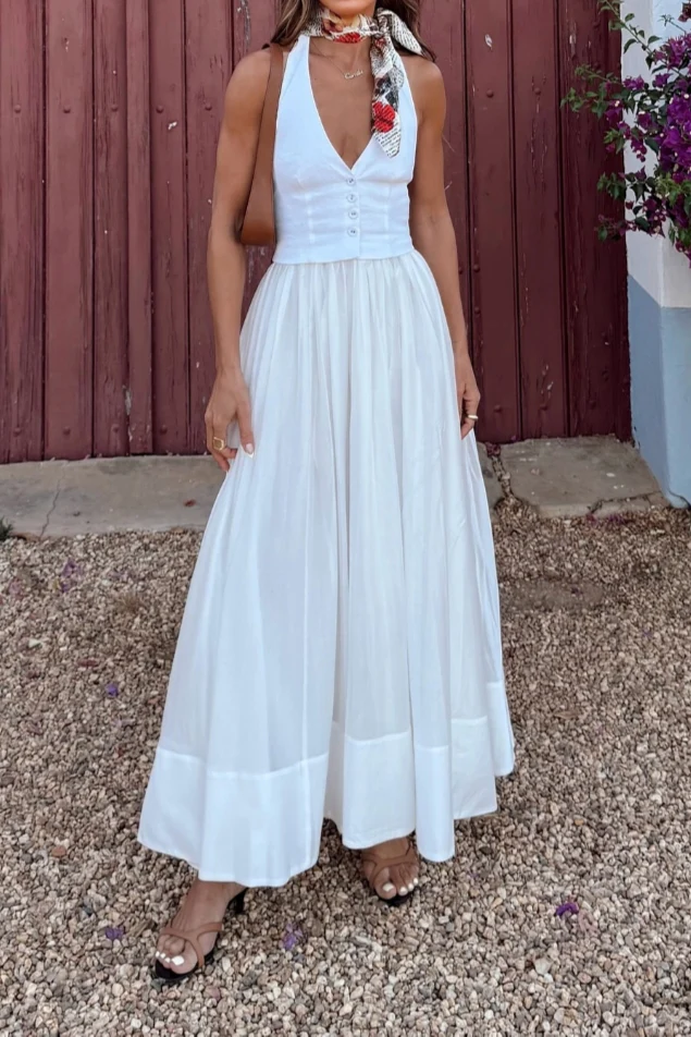 Elegant White Summer Party Dress - Image 3