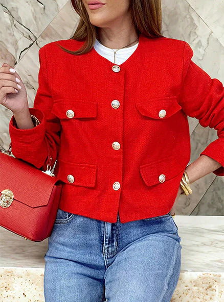 Women's Grace Pearl Button Cropped Jacket - Image 6