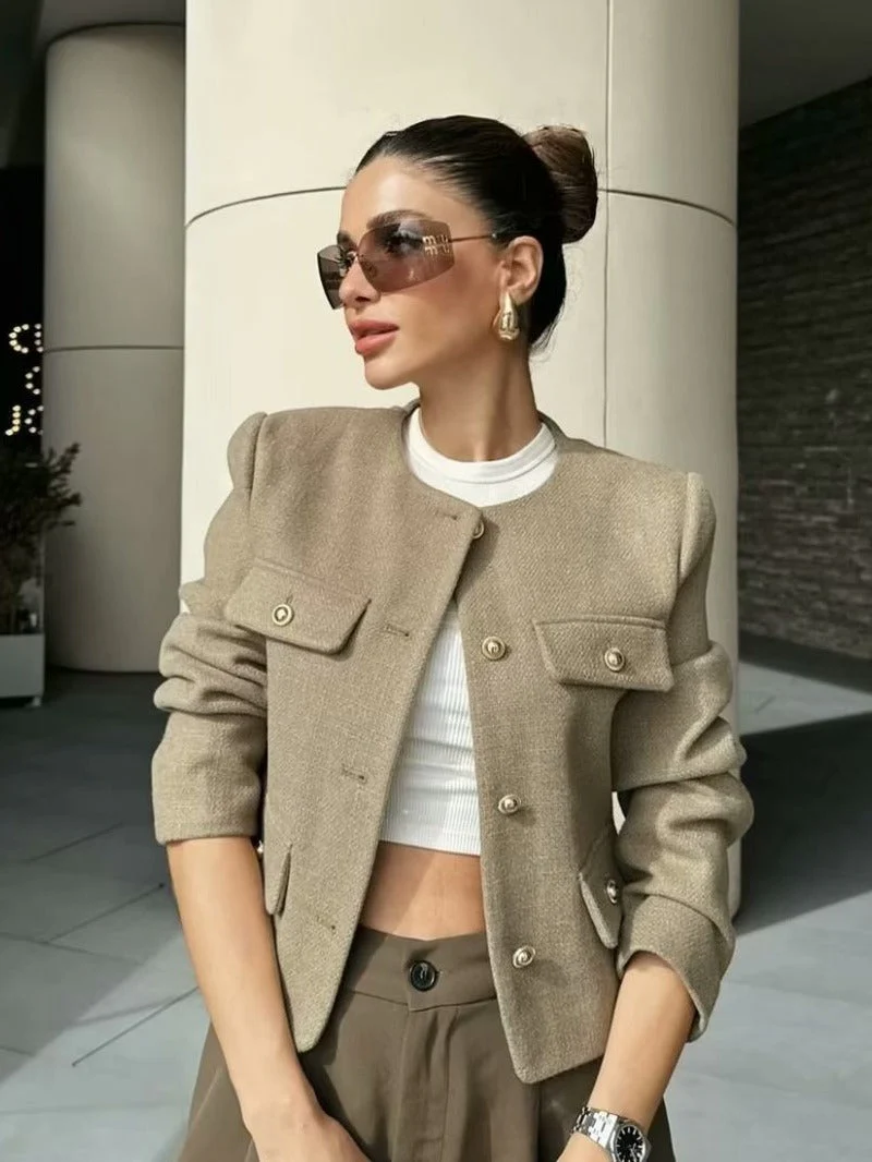 Women's Grace Pearl Button Cropped Jacket - Image 7