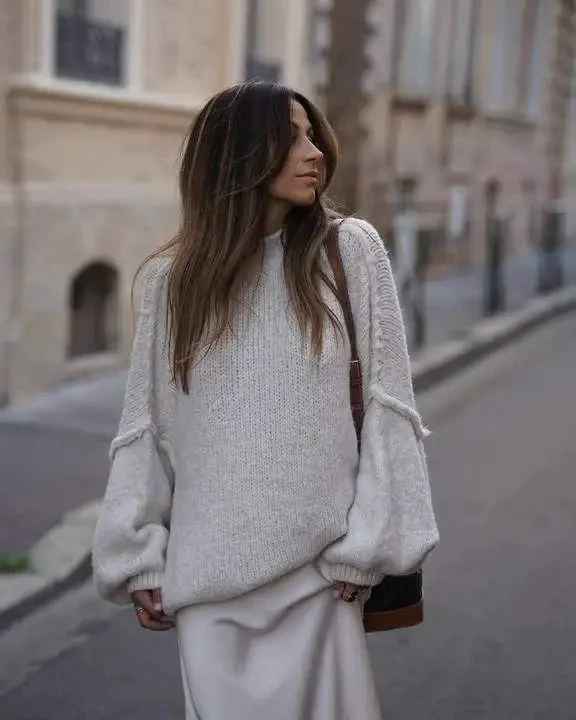 Women's Fluffy Oversized Knit Sweater - Image 2
