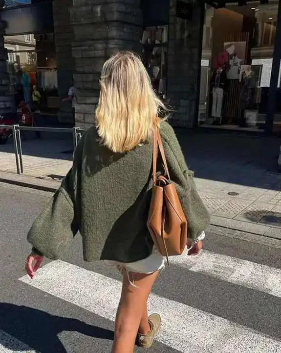 Women's Fluffy Oversized Knit Sweater - Image 3