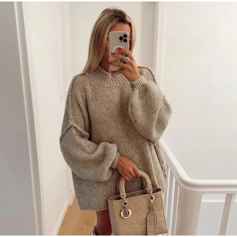 Women's Fluffy Oversized Knit Sweater - Image 4