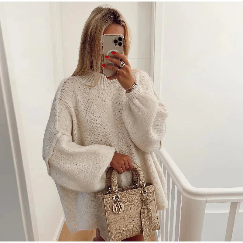 Women's Fluffy Oversized Knit Sweater - Image 5